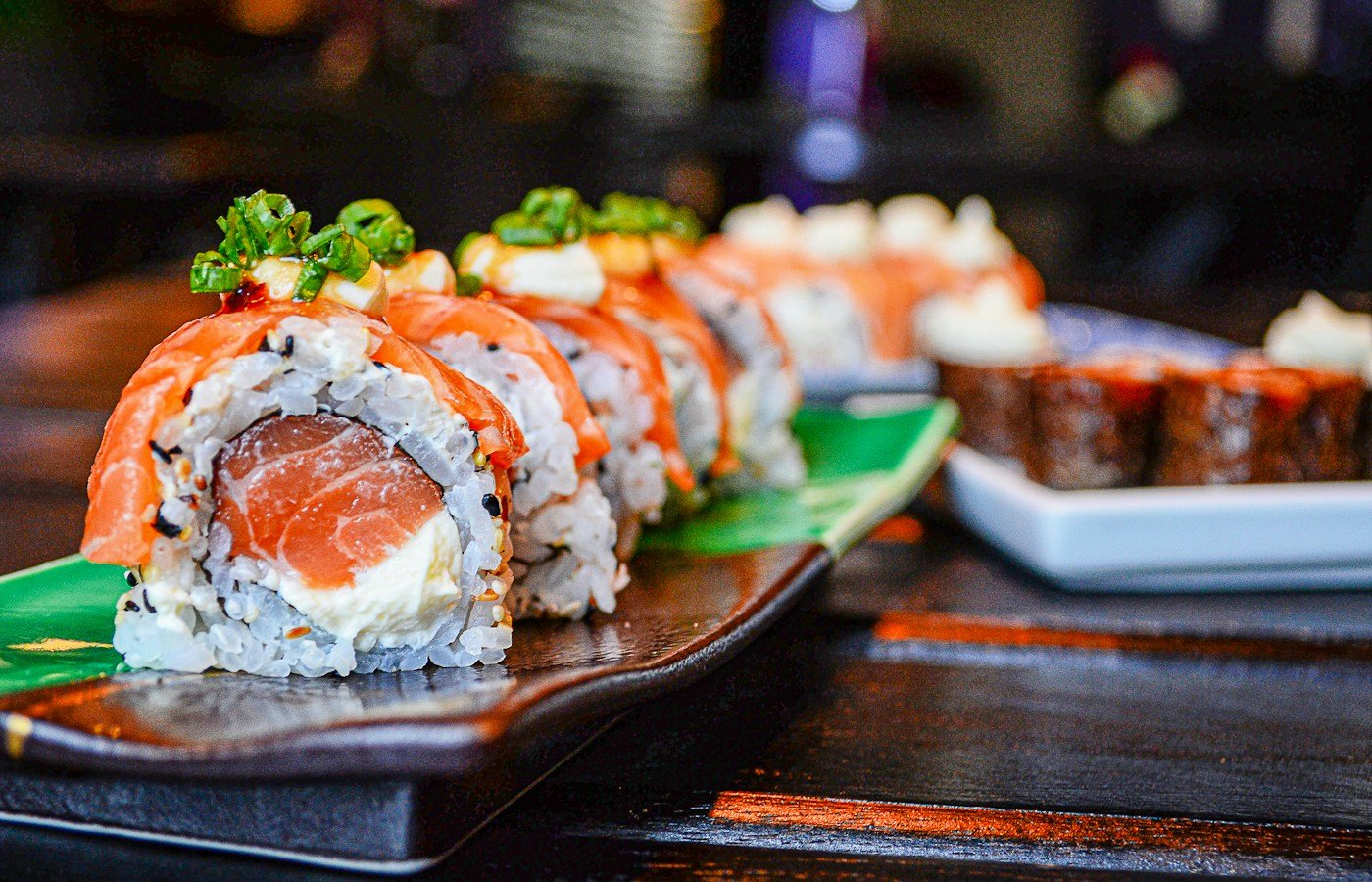Sushi rolls on a plate